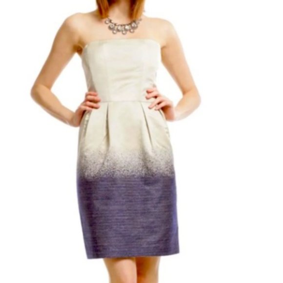 Trina Turk Dresses & Skirts - Trina Turk Champagne Navy Ombre Strapless Belted Cocktail Mini Dress, US 4